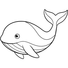 Obraz premium whale drawing using only lines, line art to color and paint. Children's drawings.