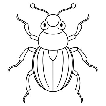 insect, bug drawing using only lines, line art to color and paint. Children's drawings.