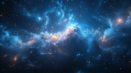 Obraz na płótnie Canvas Large Cluster of Stars Illuminating Dark Blue Sky