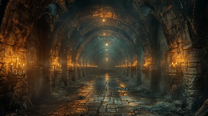 Dark Tunnel With Light at End