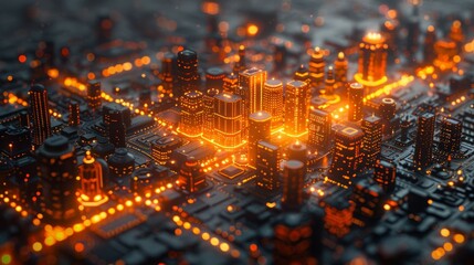 Bright Lights Illuminate Futuristic City