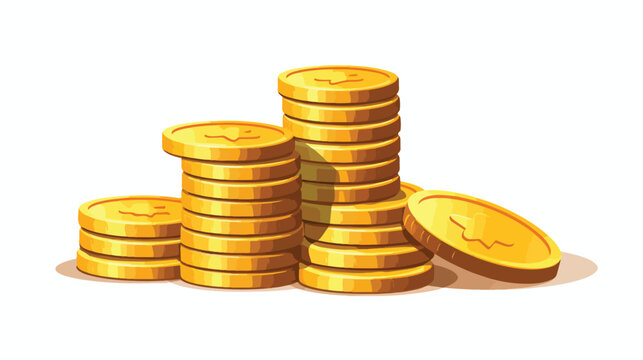 Stack of gold dollar coins. Business and finance
