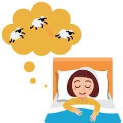 Happy cute little kid boy sleep in bed room