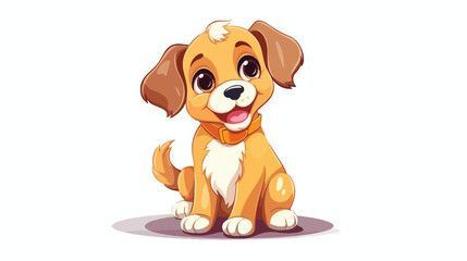 Sticker of cute baby dog sitting. Adorable domestic