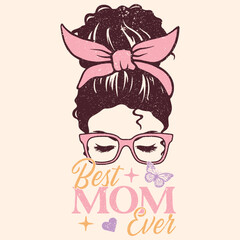 Girl face with hair bandana best mom ever Graphic Design