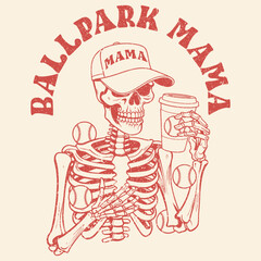 Skeleton Ballpark Mama Graphic Design 2
