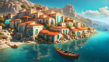 A Mediterranean village on the Mediterranean sea