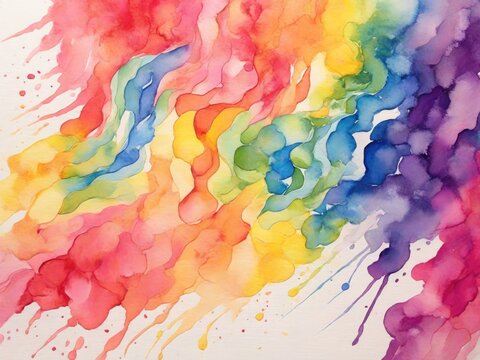 Abstract rainbow watercolor painting background. Generated with AI
