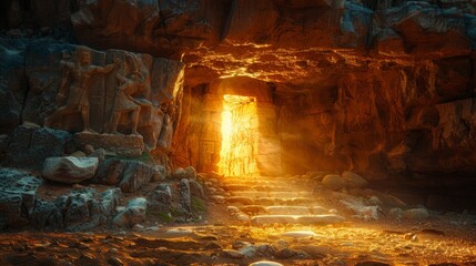 Mysterious Cave With Glowing Light