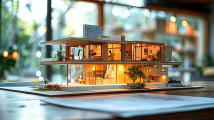 Architectural House Model Display on Table