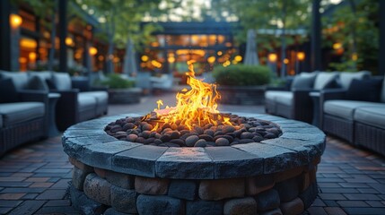 Fire Pit on Brick Patio - Powered by Adobe