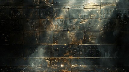 Wall Covered in Ancient Writings - obrazy, fototapety, plakaty