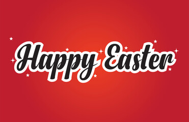 Hand lettering script Happy Easter, fancy calligraphy text, isolated on white background. Vector illustration. Can be used for holiday design