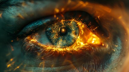 Intense Close-Up of a Burning Eye