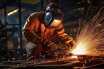 A dedicated craftsman expertly handling a scarfing torch amidst the hum of industrial machinery