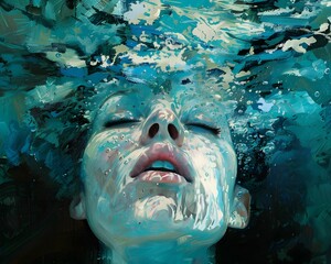Underwater dream sinking deeper - obrazy, fototapety, plakaty