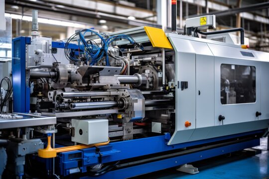 Close-up Shot of an Advanced Injection Molding Machine Used for Crafting Intricate Plastic Components