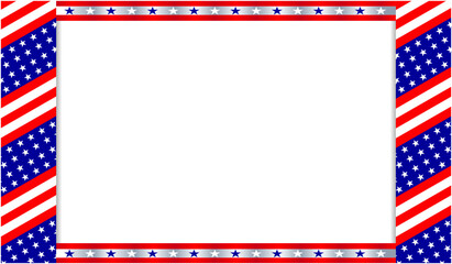 American flag symbols holiday frame with blank space for text.	