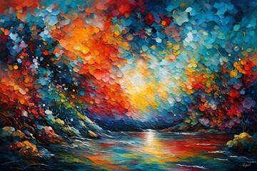 Vibrant Seascape: Colorful Impressionism and Abstract Contemporary Art