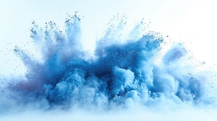 Energetic burst of blue smoke and dots - obrazy, fototapety, plakaty