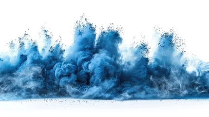 Poster Vivid blue cloud explosion on white backdrop © Настя Олейничук
