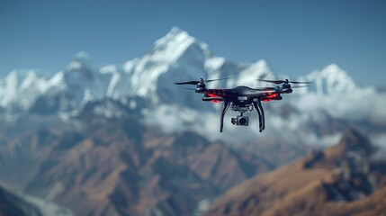 Fototapeta na wymiar Remote Controlled Drone Flying Over Mountain Range