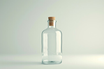  Elegant Transparent Glass Potion Bottle with Cork Stopper on a White Background