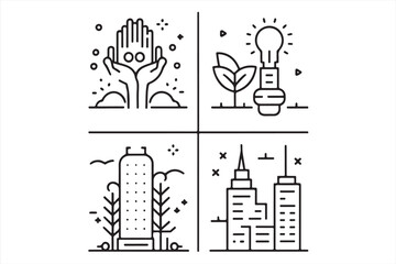 set of silhouettes of buildings