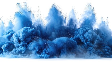 Intense Blue Cloud Dusting Explodes in Vivid Scene - obrazy, fototapety, plakaty