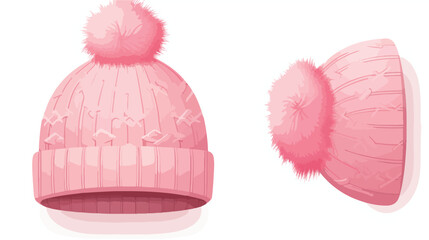 Pink knitted hat for girls. Cute baby knitted warm 