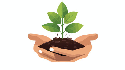 Plant in Hand. Icon Flat  flat vector isolated on white