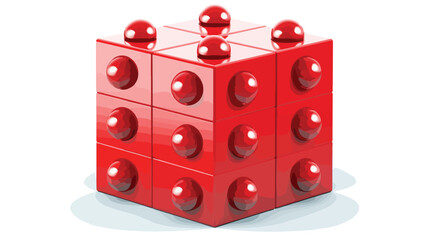The image of a cube formed by metal balls with red 