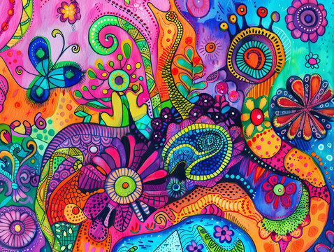 Whimsical psychedelic art background