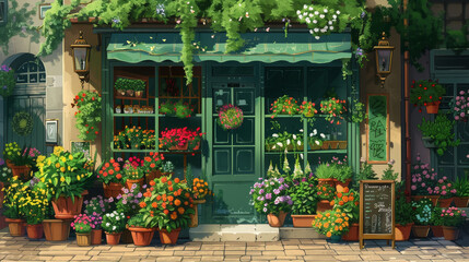 Fototapeta na wymiar Enchanting Flower Shop Facade