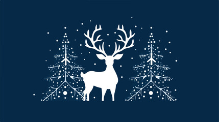Fototapeta na wymiar Reindeer with snowflakes and stars on the white background