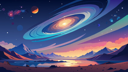 The universe of stars. Beautiful colorful nebula. Starry sky.
