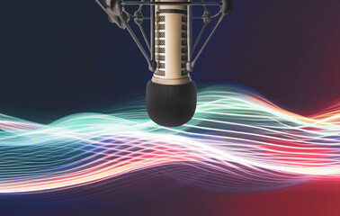 Background with a professional microphone