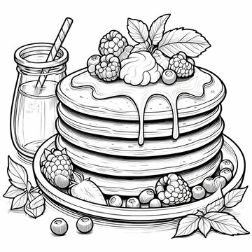 pancakes with berries and drink clip art preview