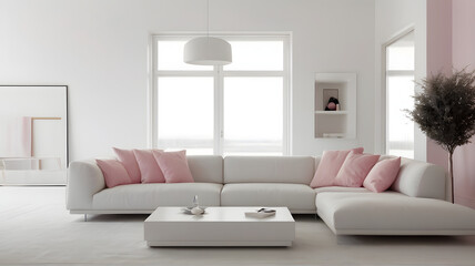Picture of room interior with white background
