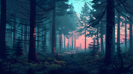 Obraz premium dark forest background illustration