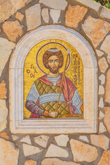 Representative figure of the Greek Orthodox Church of Ayia Napa. mosaics outside the church