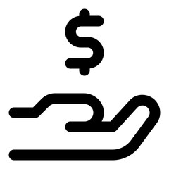 Hand ask dollar icon in outline style. Simple receive gesture vector illustration — pixel-perfect icon.