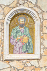 Fototapeta premium Representative figure of the Greek Orthodox Church of Ayia Napa. mosaics outside the church