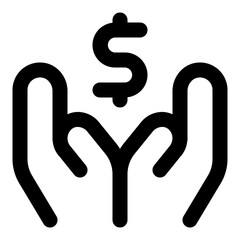 Hand dollar icon in outline style. Simple give gesture vector illustration — pixel-perfect icon.