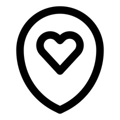 Love location icon in outline style. Simple dating symbol vector illustration — pixel-perfect icon.