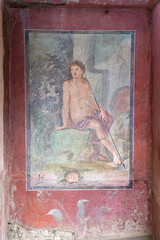 representation of human figures in paintings in the archaeological park of pompeii-naples-italy