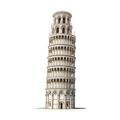 pisa tower italia isolated on white