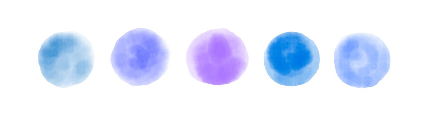 Watercolor Wedding Color Palette – Hand-Drawn Round Spots & Blobs, Soft Doodle Elements for Diary & Notebook Stickers