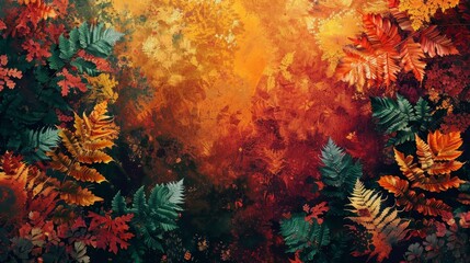 Fototapeta na wymiar Expressionist passion Fern-filled serenity Earthy autumn shades Daring ,