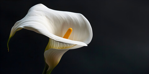 Adorable beautiful calla lily flower on black,Coves flower (arum lily) isolated in black background.

